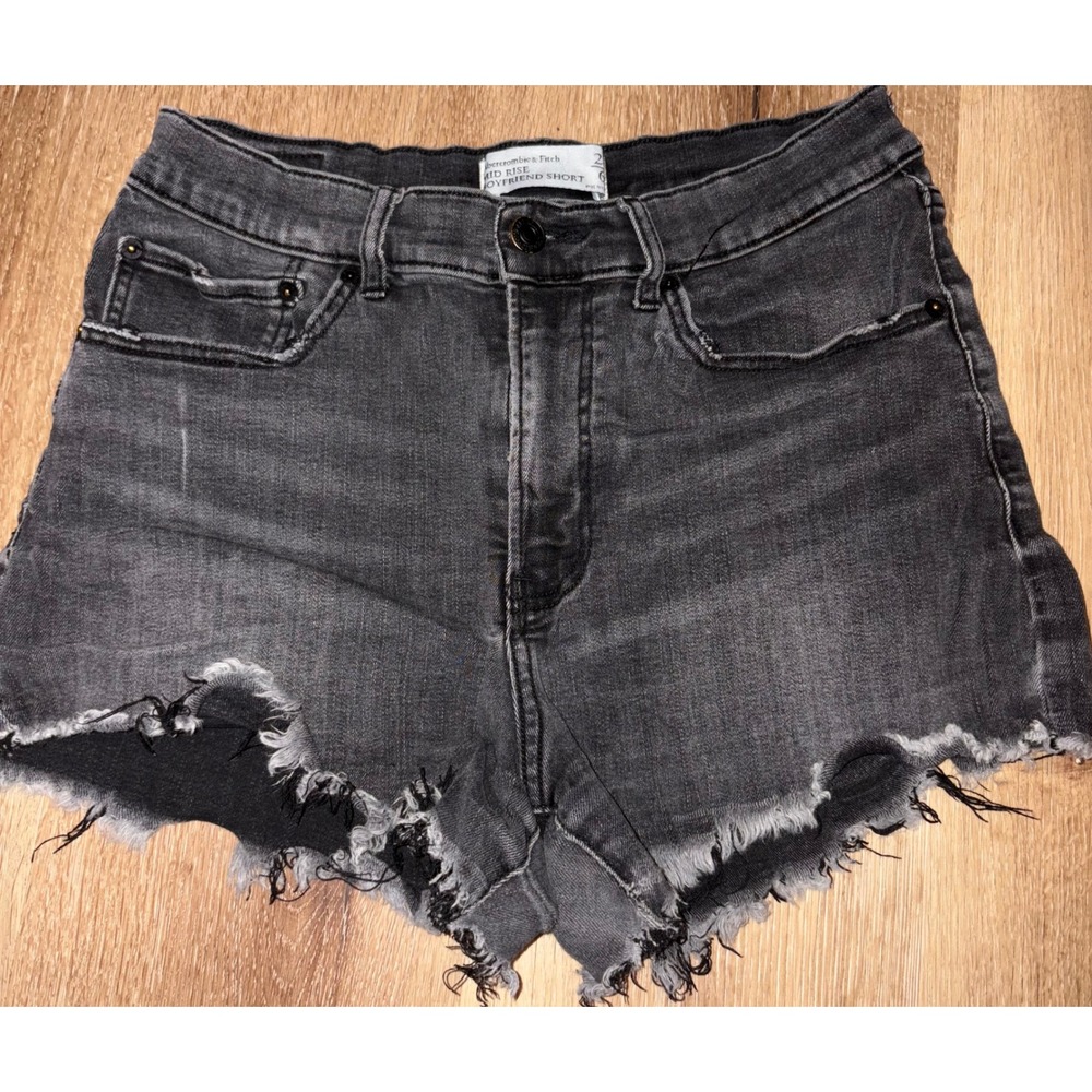 Abercrombie & Fitch Women's Black Washed Distressed Jean Shorts
